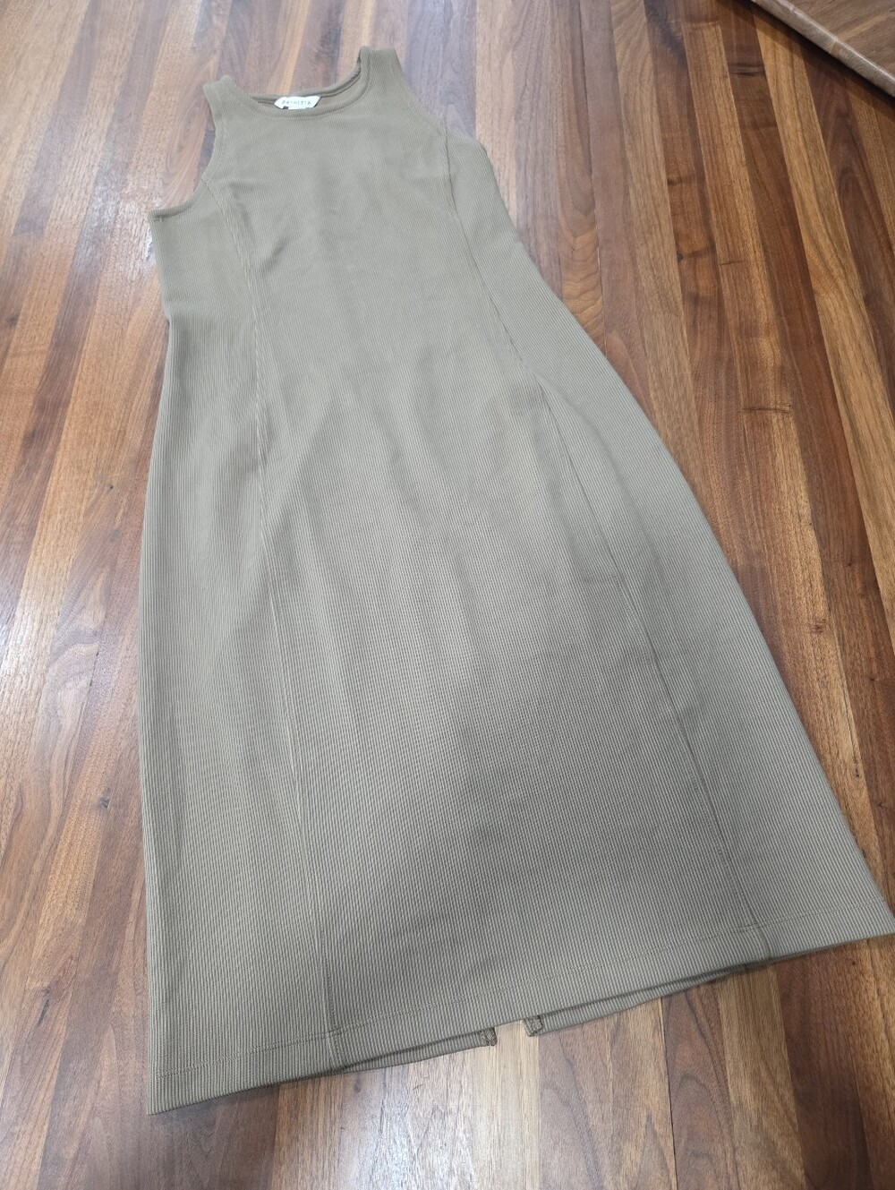 Athleta Seasoft Rib Midi Tank Dress Soft Ribbed Jersey Knit Center Slit Hem M/P